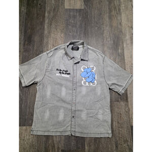 Smoke Rise Mens XXL Denim Shirt Hip Hop Streetwear Graffiti Graphic Urban